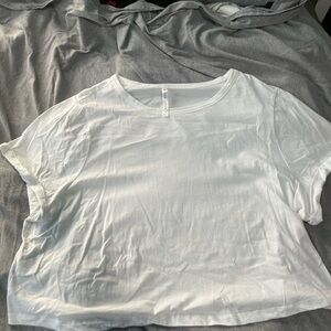 Fabletics White Short Sleeve Crop Top